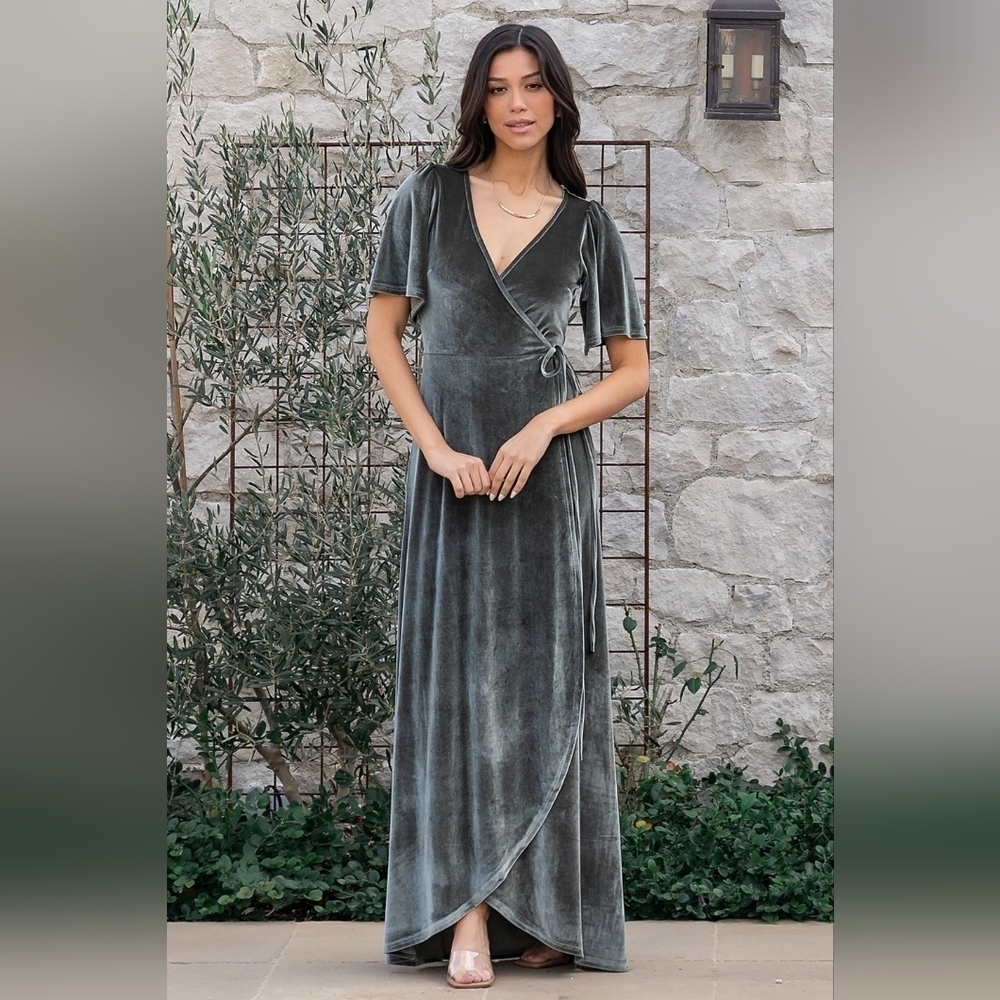 Baltic Born | Katelyn Velvet Maxi Wrap Dress Size XS